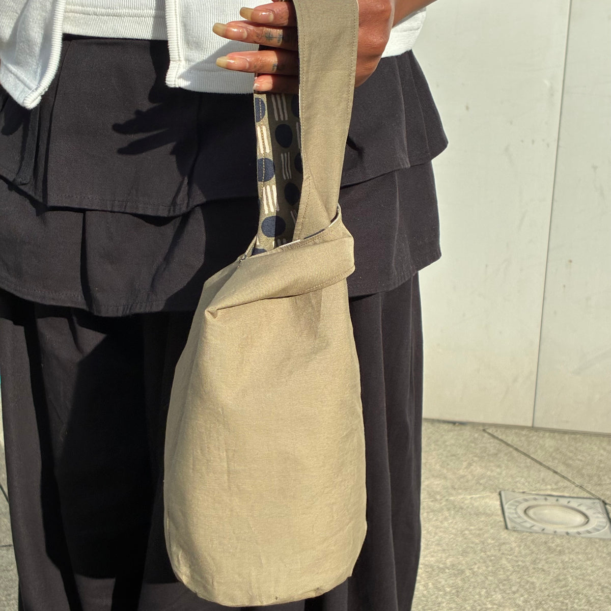 Knot Bag - Blue & Kaki Geometric