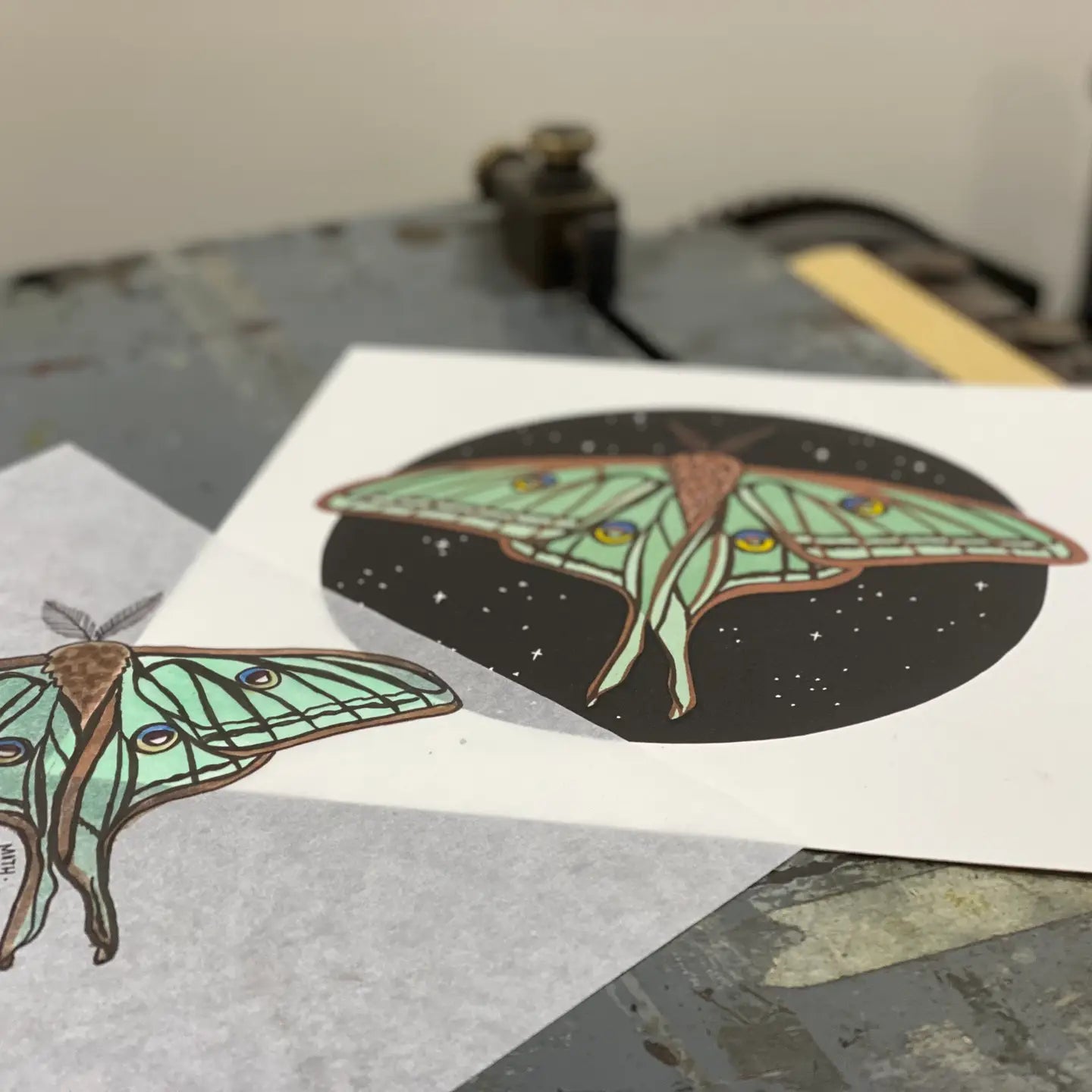 Spanish Moon Moth Block Print - unframed