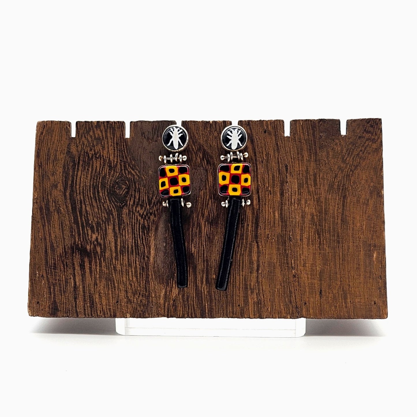 Richard Marquis Murrine Glass and Black Coral Earrings