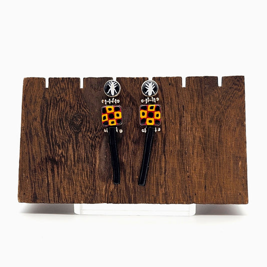 Richard Marquis Murrine Glass and Black Coral Earrings