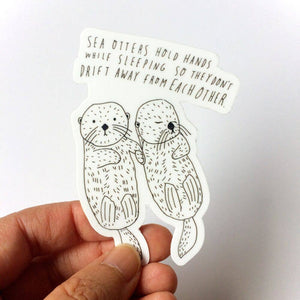 Sea Otters Holding Hands Sticker