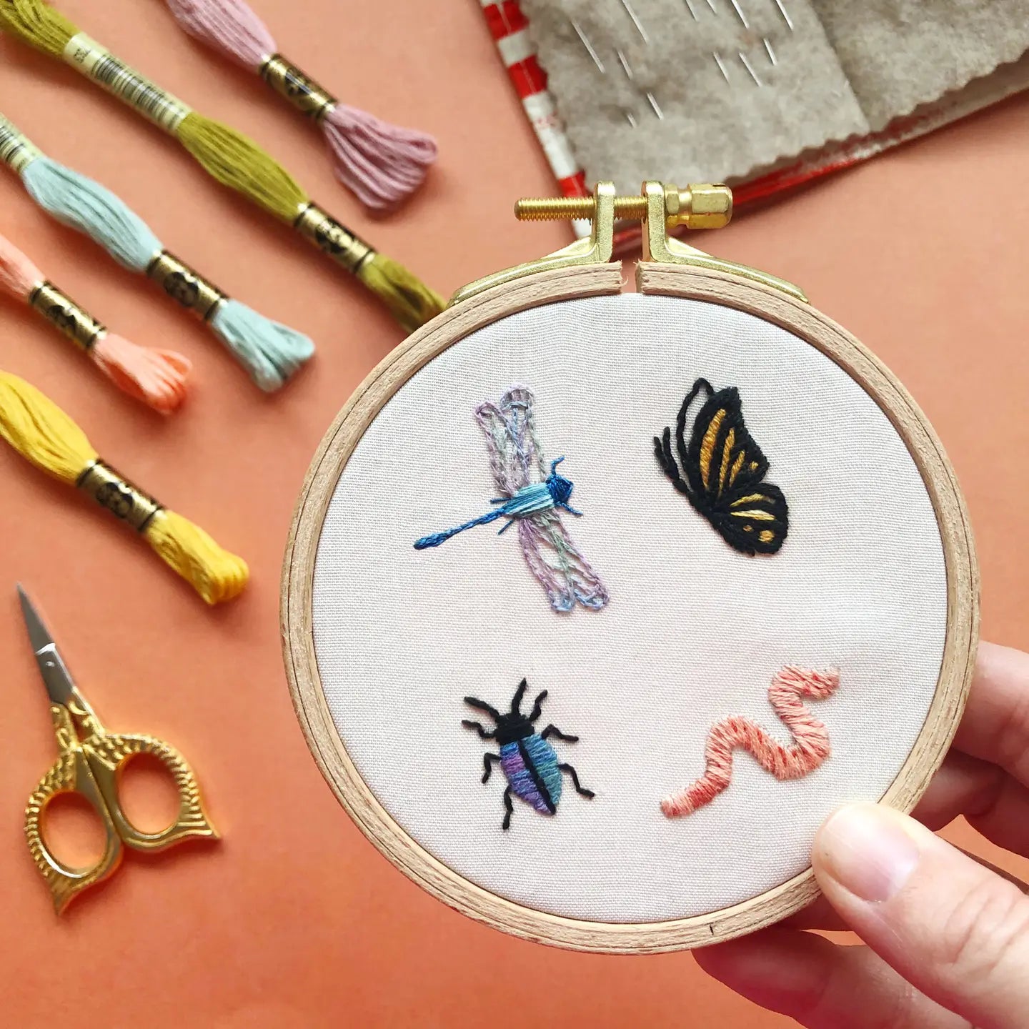 Peel, Stick and Stitch Embroidery Patterns - Bugs