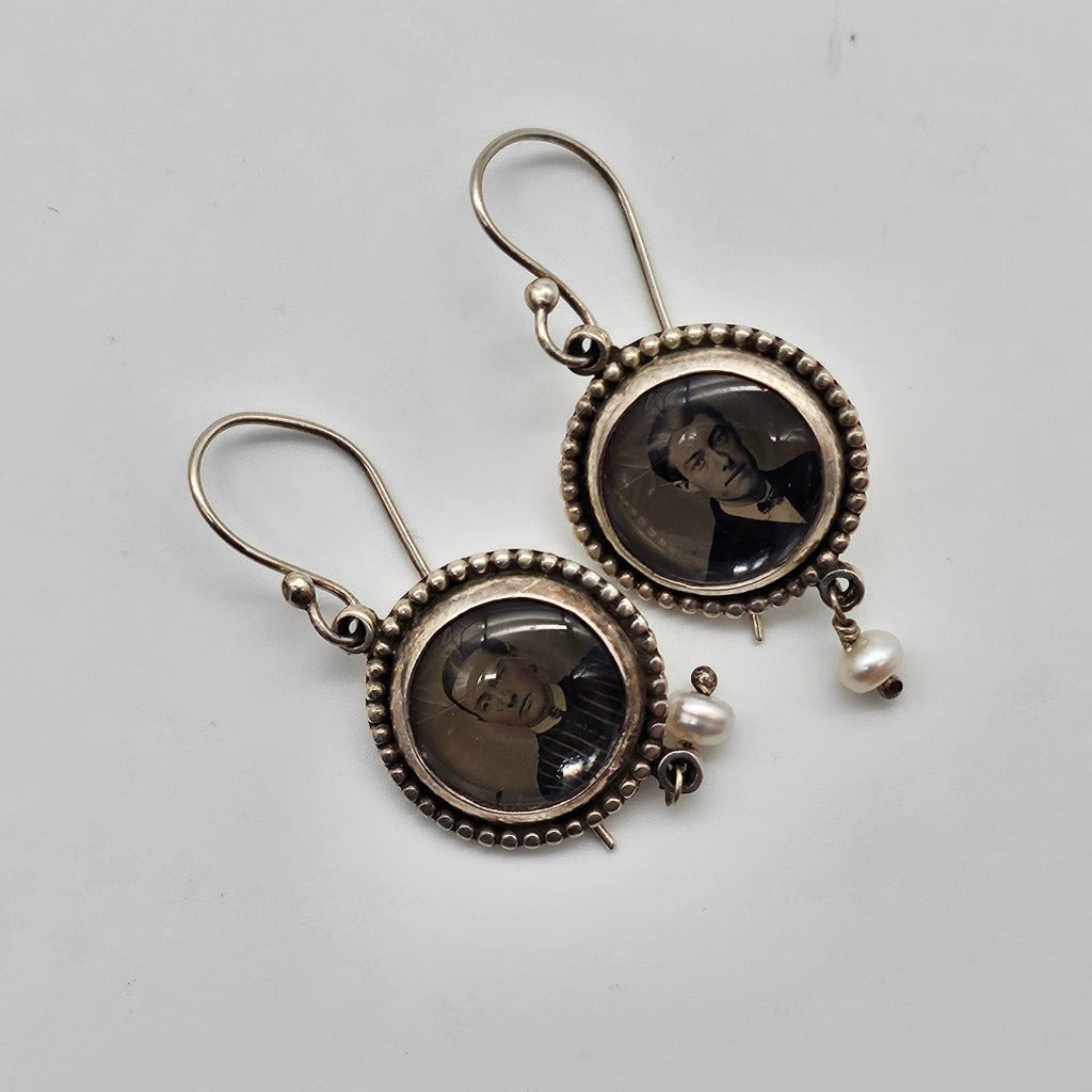 Sepia Tin Photo Earrings