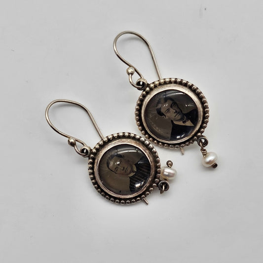 Sepia Tin Photo Earrings