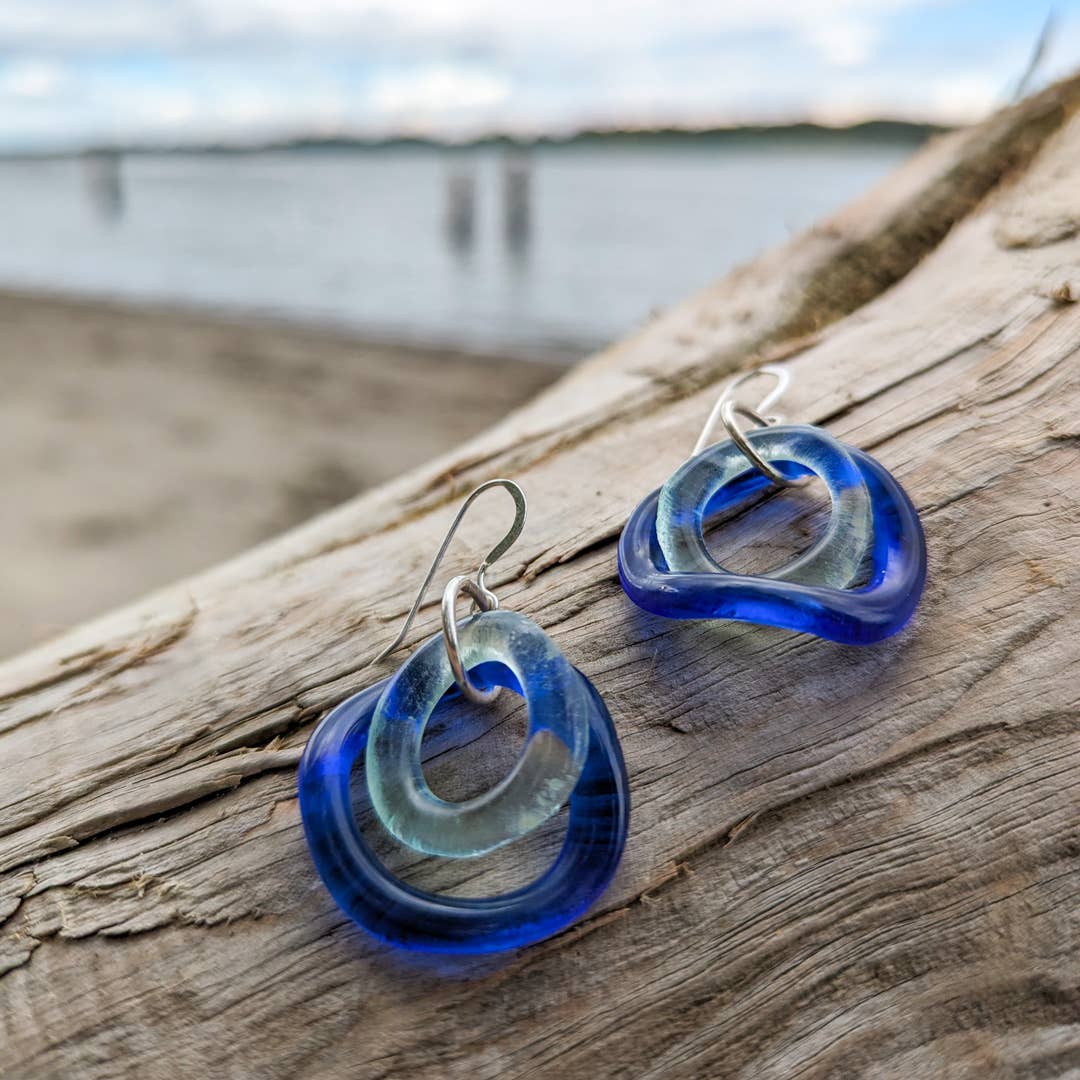 Sea & Sky Small Wave Earrings in Cobalt