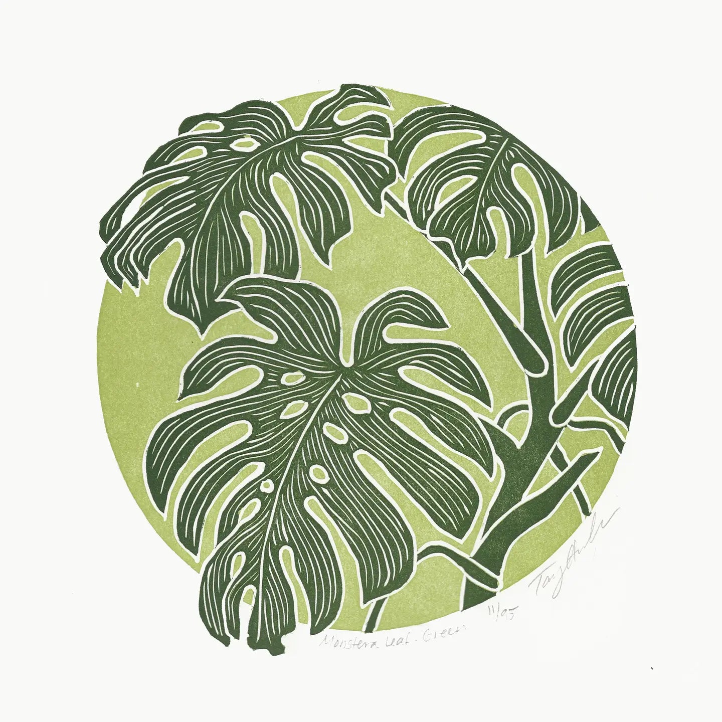 Monstera Leaf Block Print - unframed