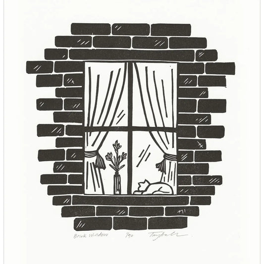 Brick Window Block Print - unframed