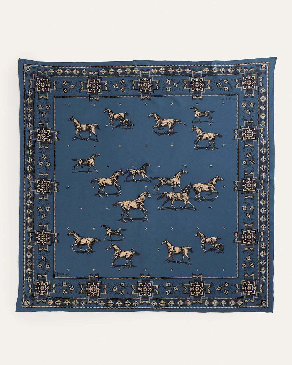 HERD OF HORSES SILK SCARF - Blue