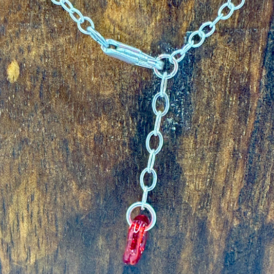 Large Borosilicate Glass Split Ring Necklace - Red