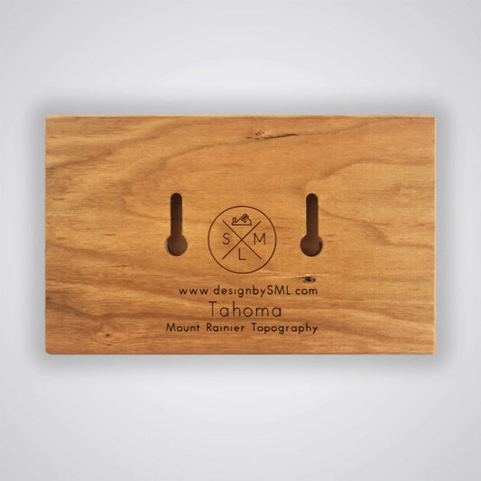 Solid Wood Bottle Opener with Mt. Rainier Topography - Cherry Wood