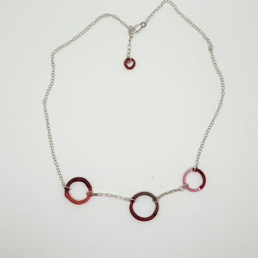Large Borosilicate Glass Split Ring Necklace - Red