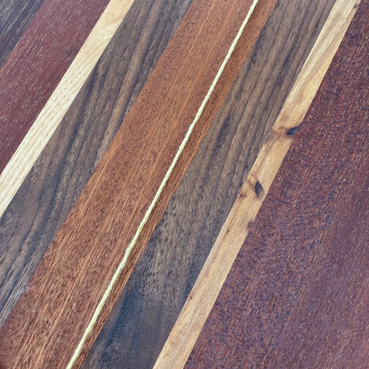 Striped Mahogany, Walnut, Hickory and Sapele Face Grain Board