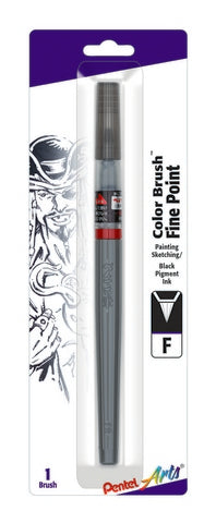 Pentel Color Brush Fine Point Pigmented Black Ink 1pk
