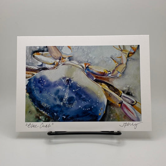 Blue Crab Greeting Card by Judith Perry
