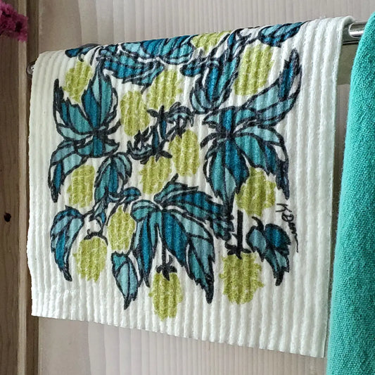Eco-Friendly Dishcloth Fall Hop Design, Swedish Towel