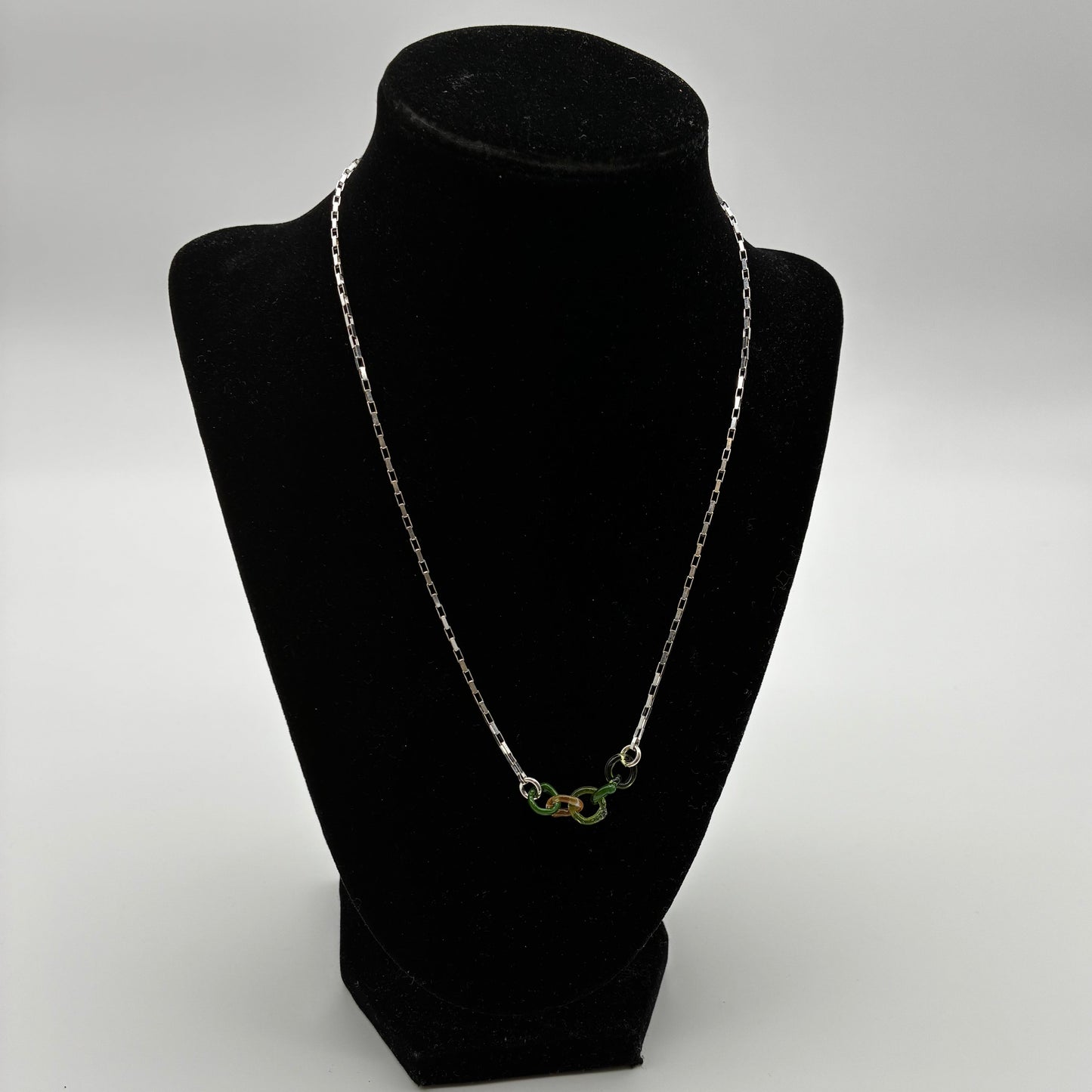 Small Borosilicate Glass Split Link Necklace - Sterling Silver