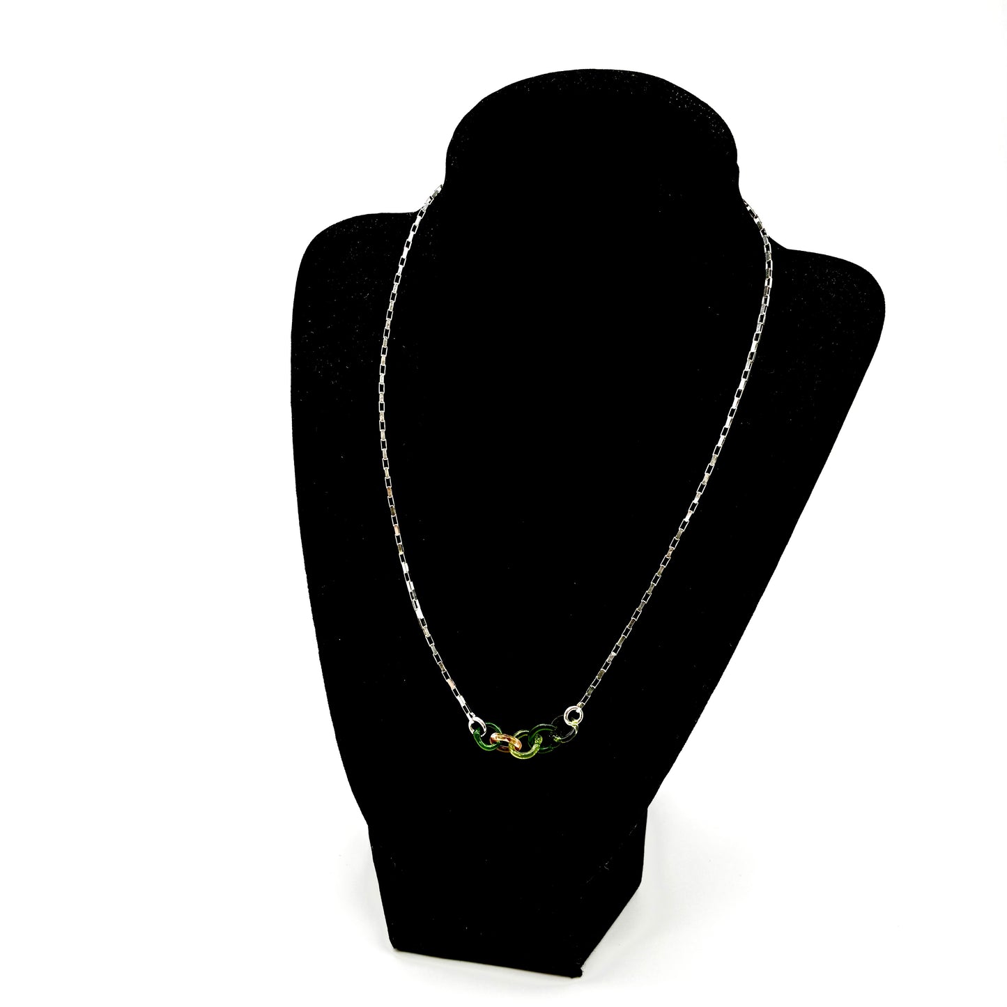 Small Borosilicate Glass Split Link Necklace - Sterling Silver