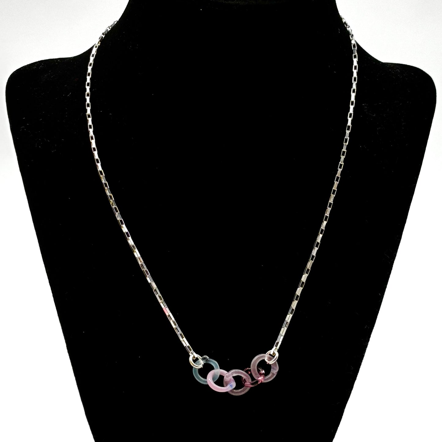 Small Borosilicate Glass Split Link Necklace - Sterling Silver
