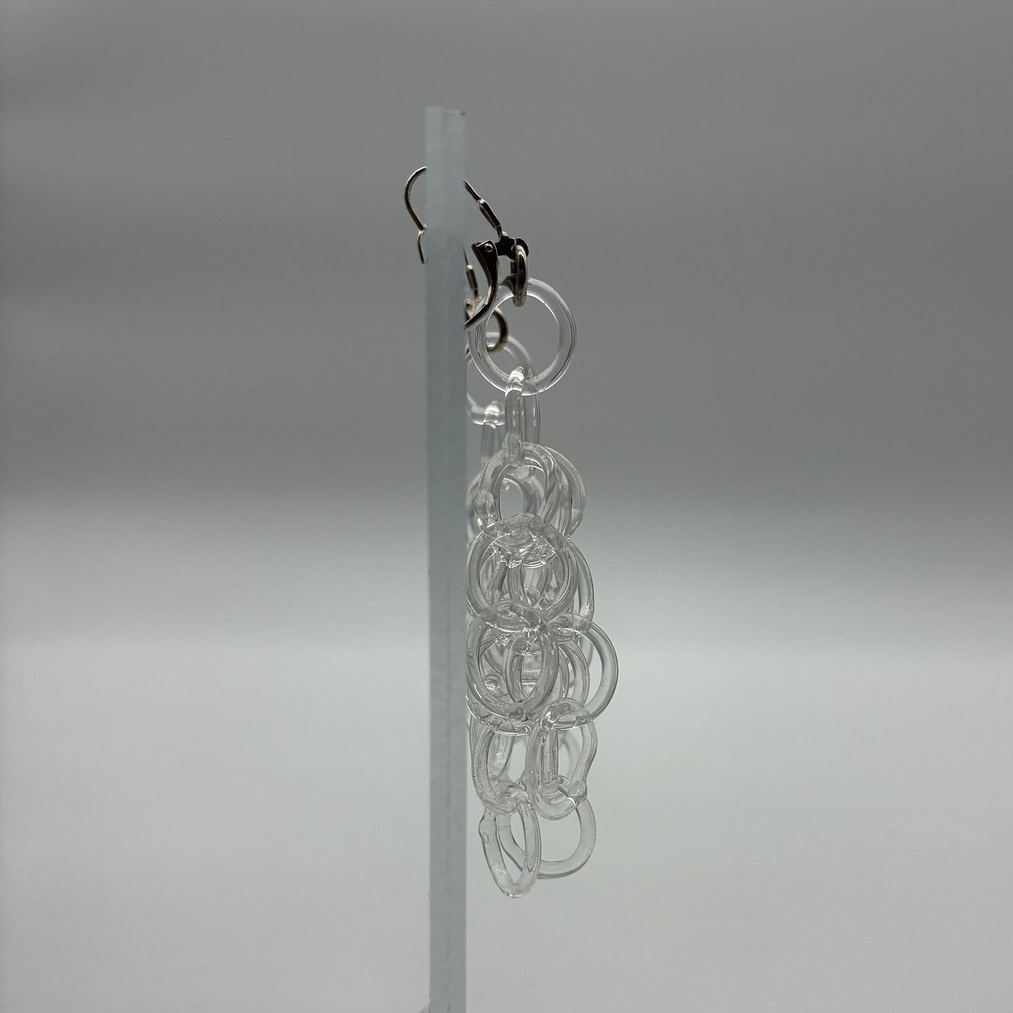 Large Borosilicate Glass Tassel Drop Earrings - Clear