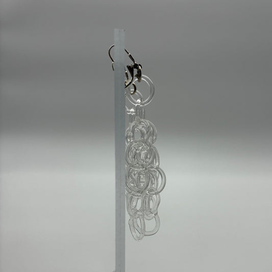 Large Borosilicate Glass Tassel Drop Earrings - Clear