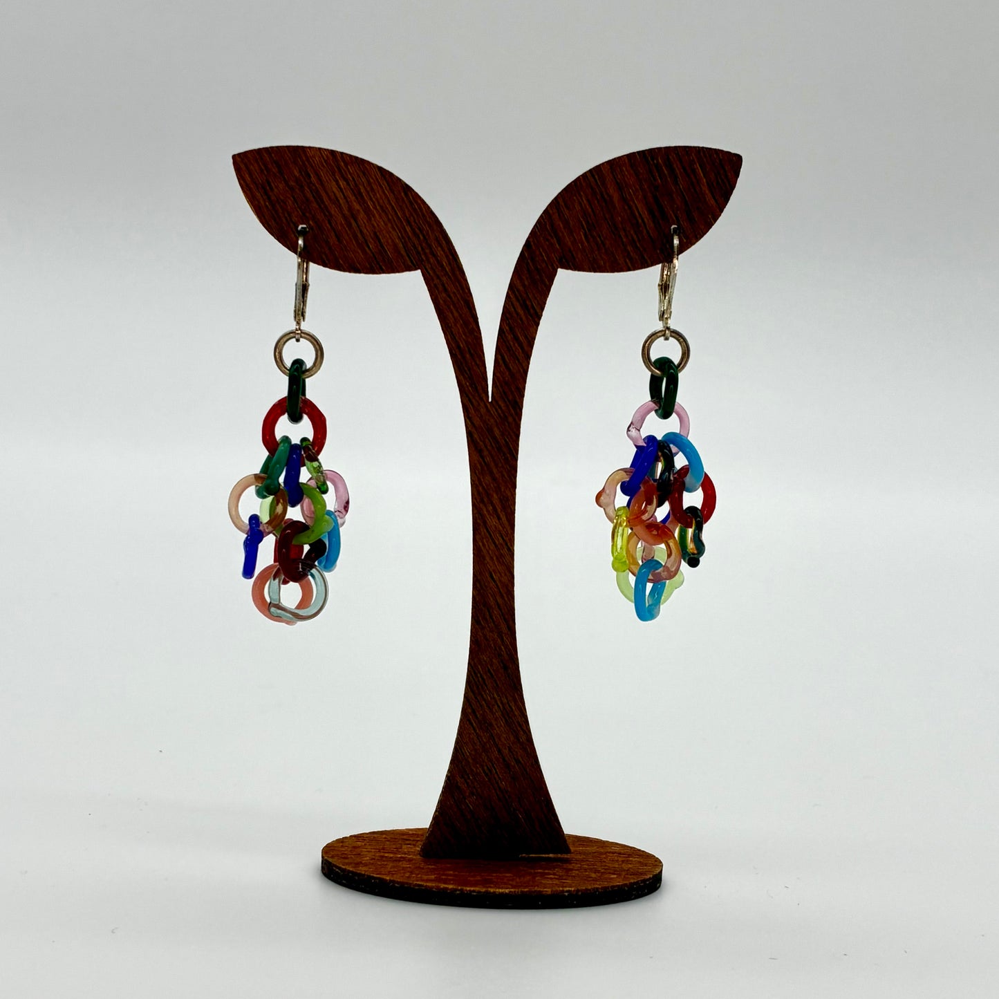 Small Borosilicate Glass Tassel Drop Earrings - Confetti!