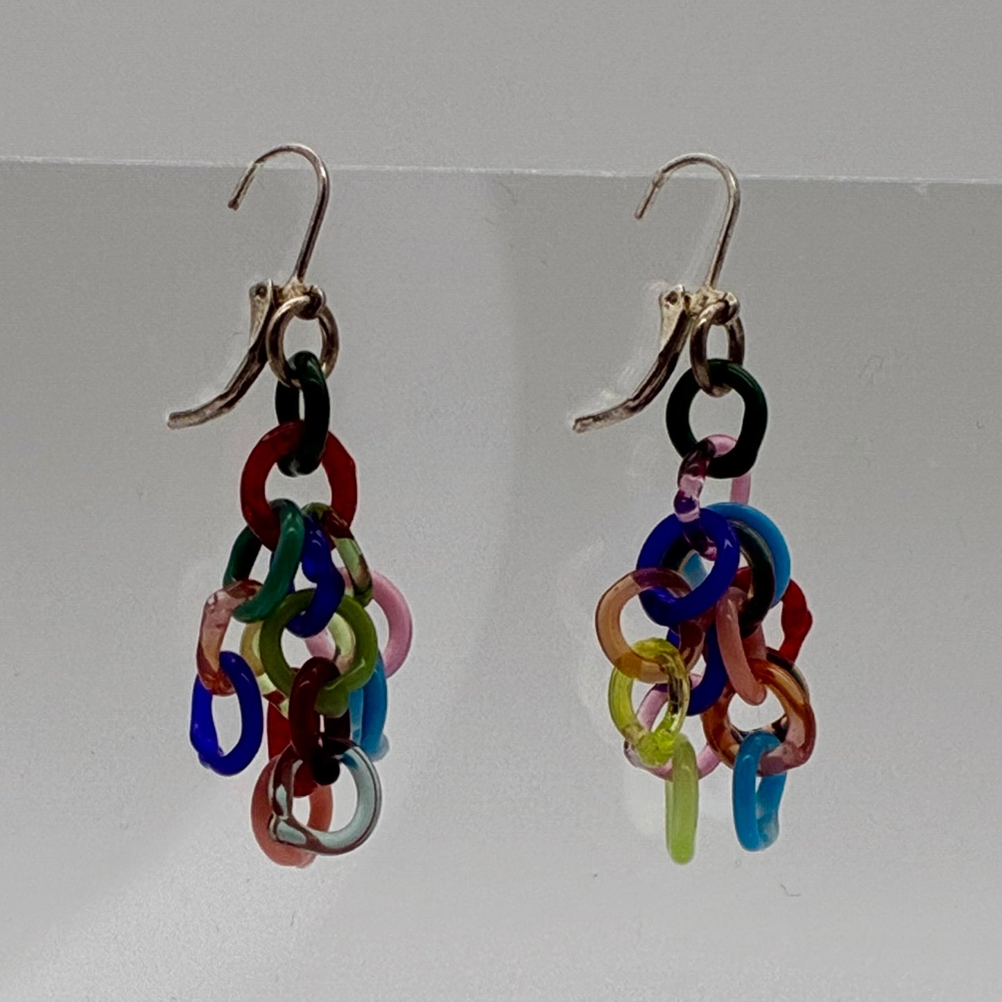 Small Borosilicate Glass Tassel Drop Earrings - Confetti!