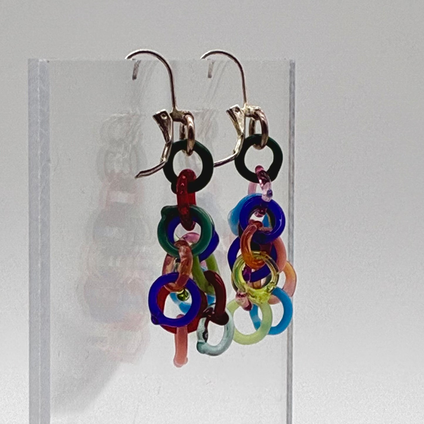 Small Borosilicate Glass Tassel Drop Earrings - Confetti!