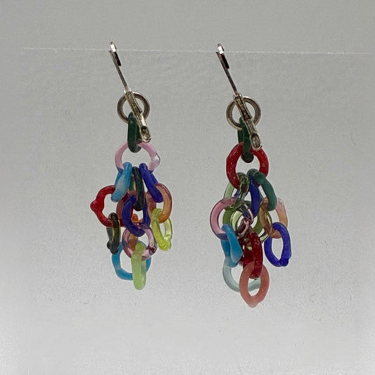 Small Borosilicate Glass Tassel Drop Earrings - Confetti!