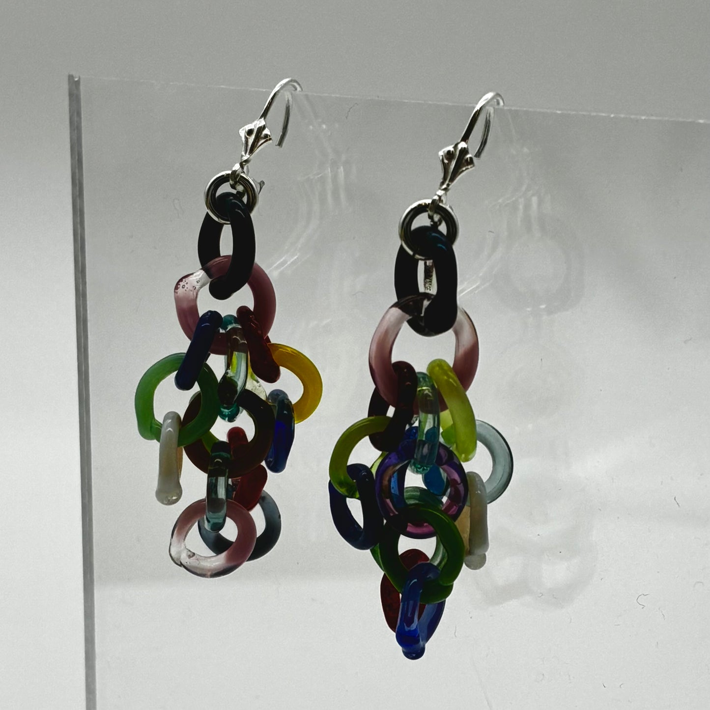Small Borosilicate Glass Tassel Drop Earrings - Confetti!