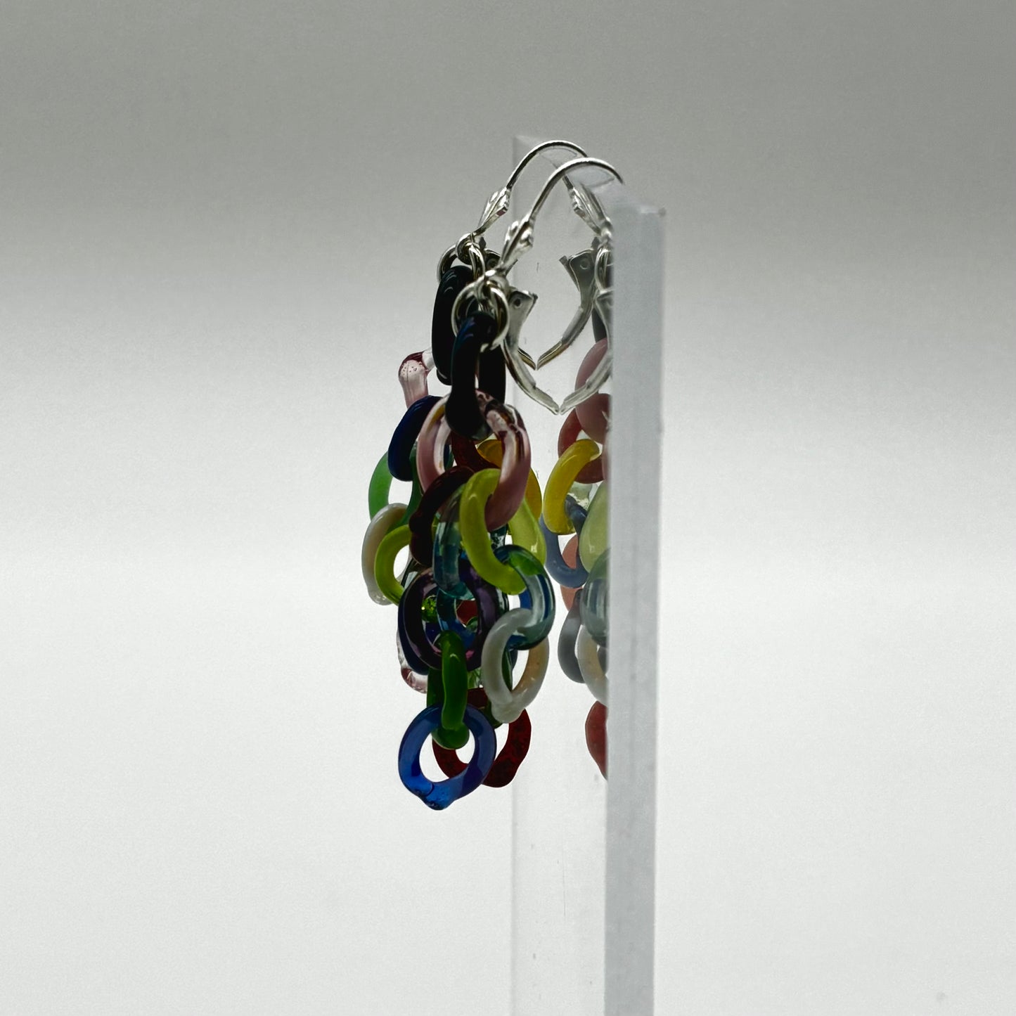 Small Borosilicate Glass Tassel Drop Earrings - Confetti!