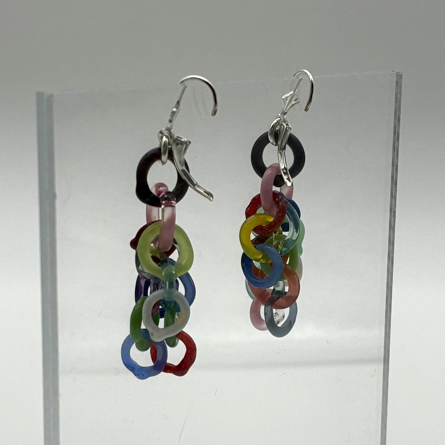 Small Borosilicate Glass Tassel Drop Earrings - Confetti!