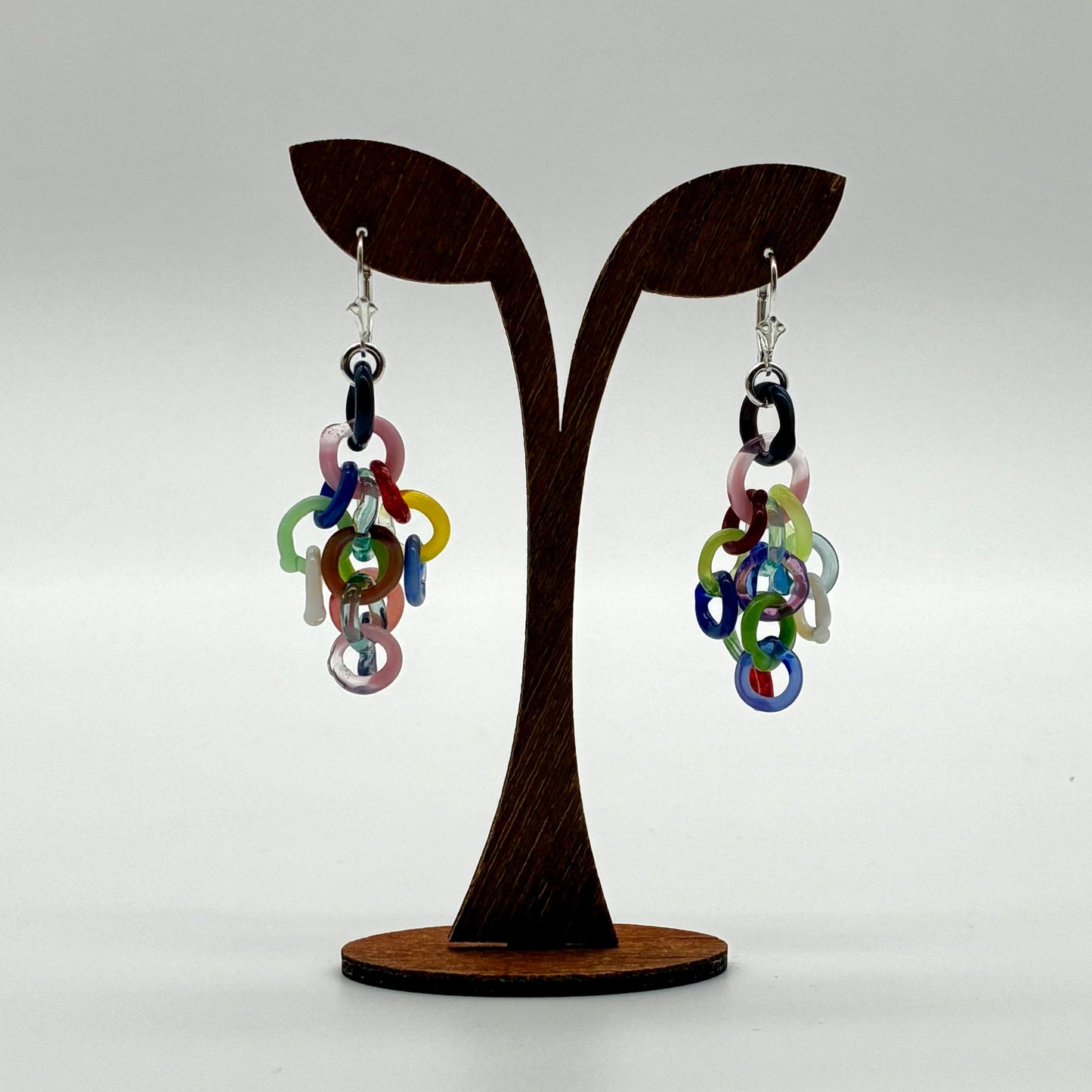 Small Borosilicate Glass Tassel Drop Earrings - Confetti!