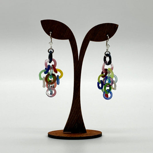 Small Borosilicate Glass Tassel Drop Earrings - Confetti!