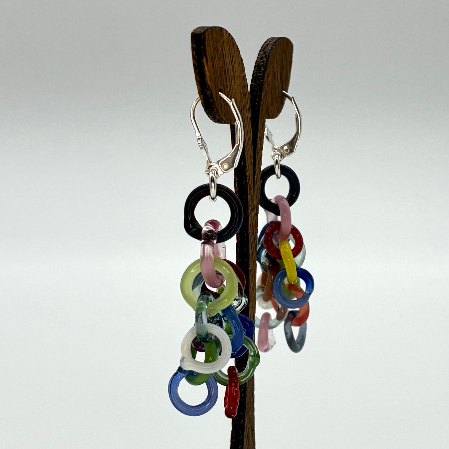 Small Borosilicate Glass Tassel Drop Earrings - Confetti!