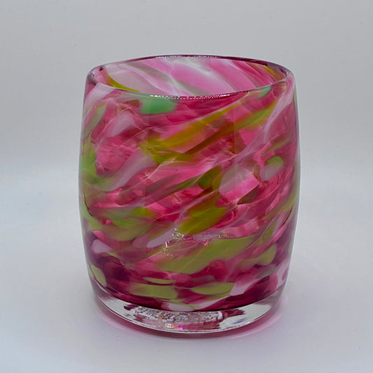Pink/Green/White Glass Votive
