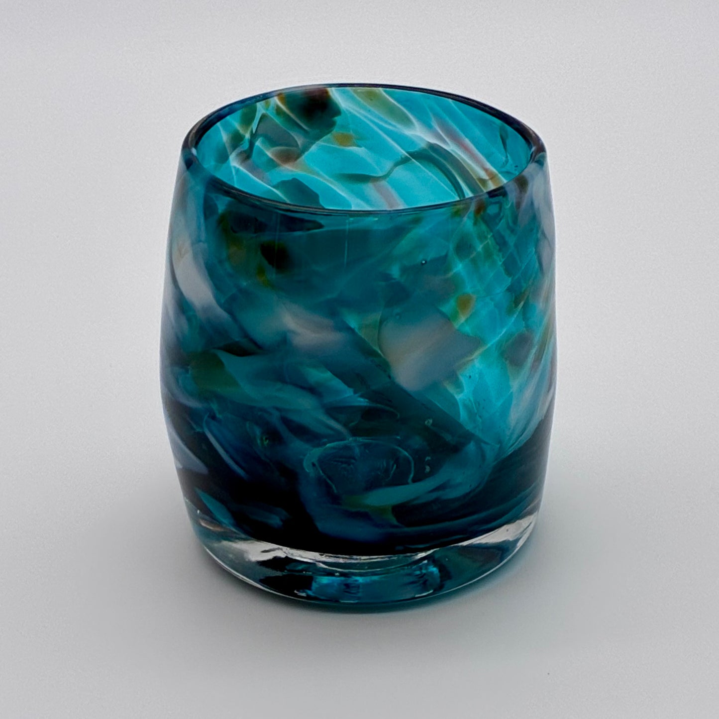 Aqua/White Glass Votive