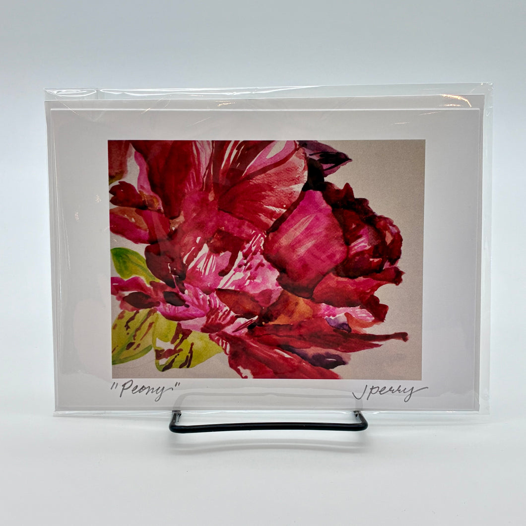 Peony Greeting Card by Judith Perry