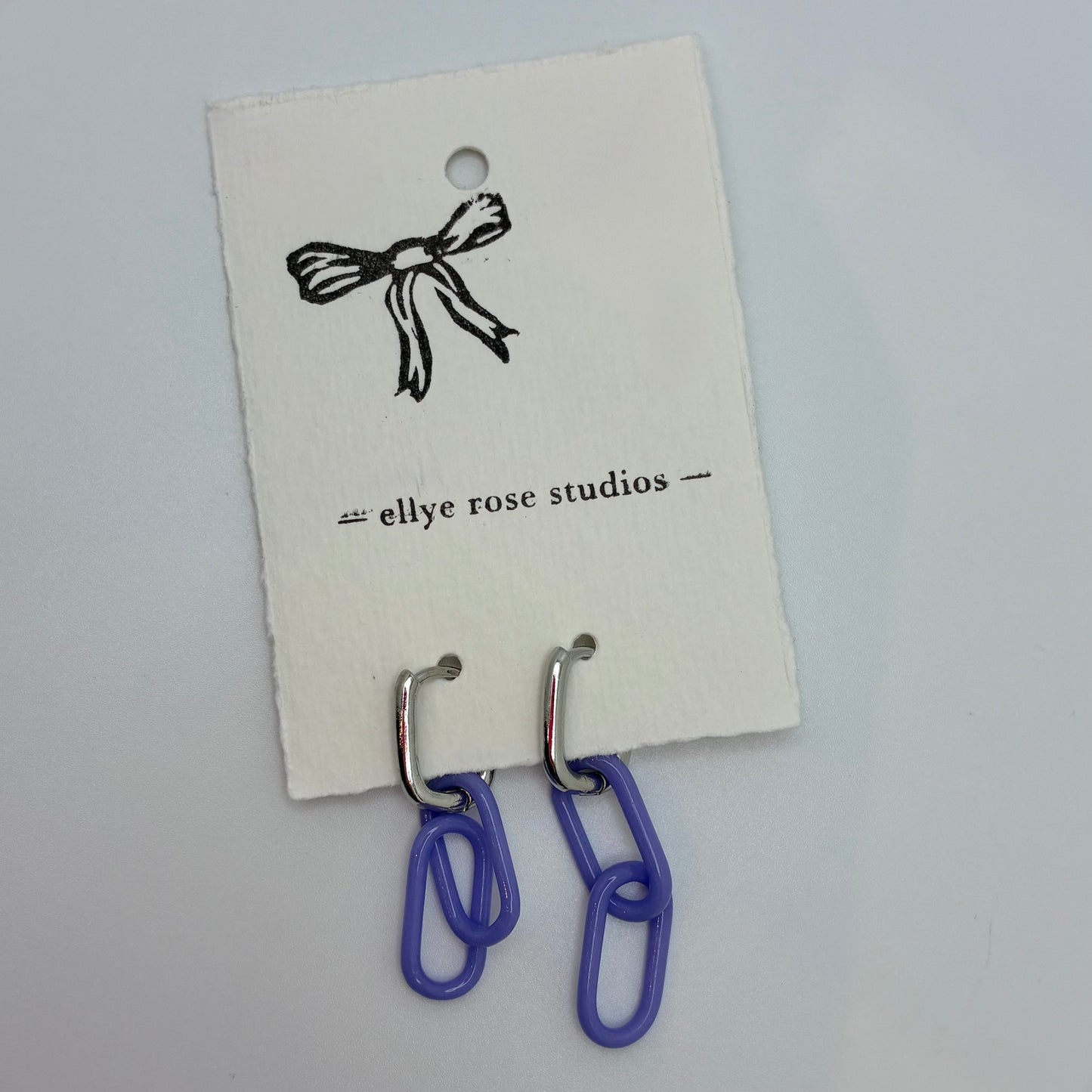 Silver and Glass Chain Link Earrings - Periwinkle