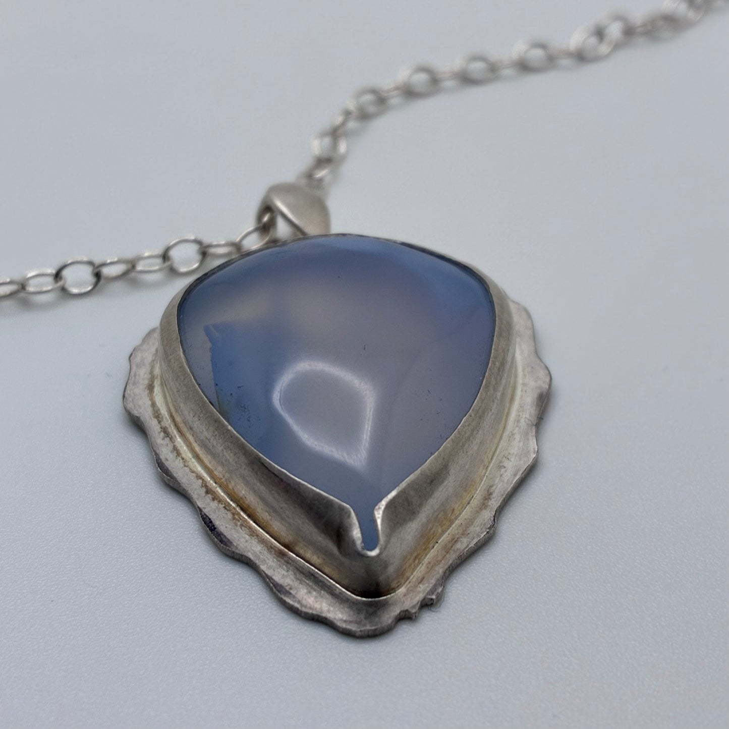 Blue Chalcedony Triangle Pendant