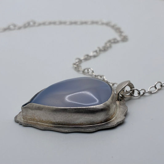 Blue Chalcedony Triangle Pendant