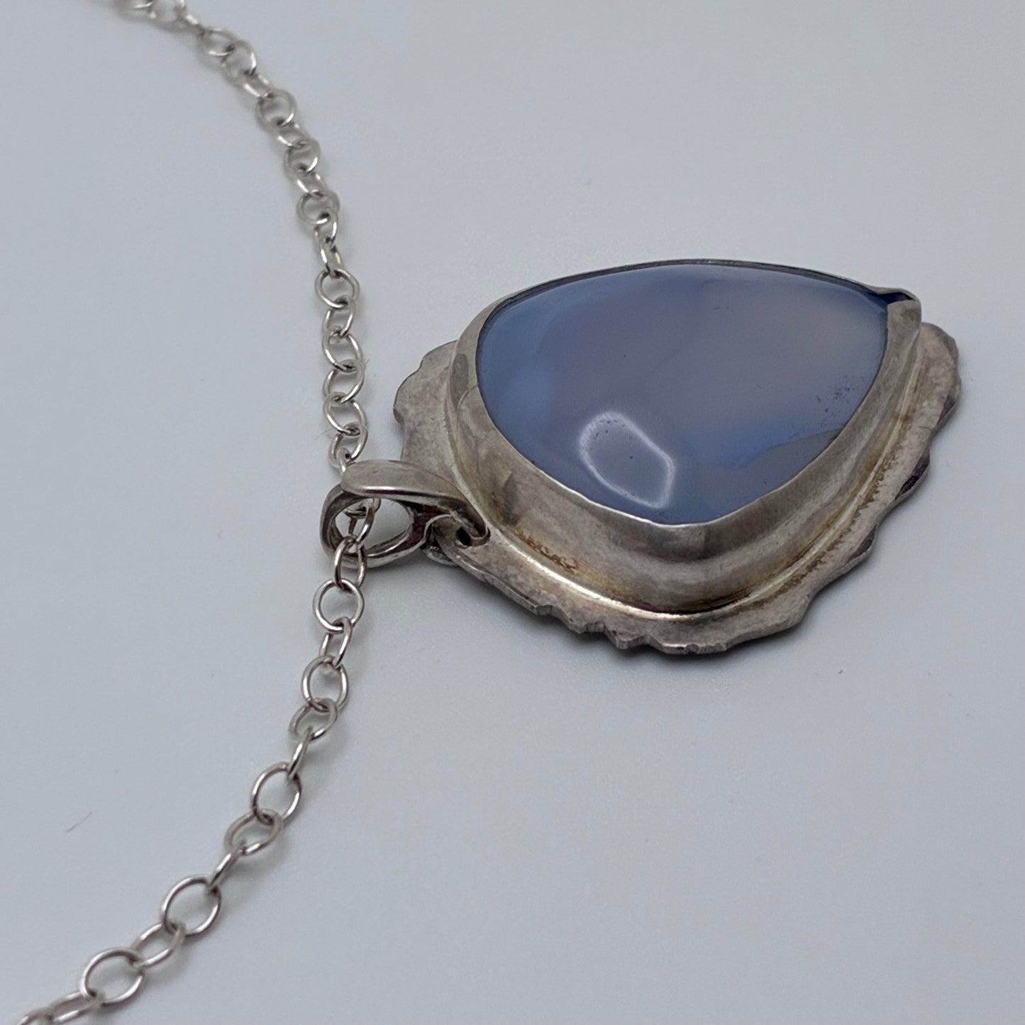 Blue Chalcedony Triangle Pendant