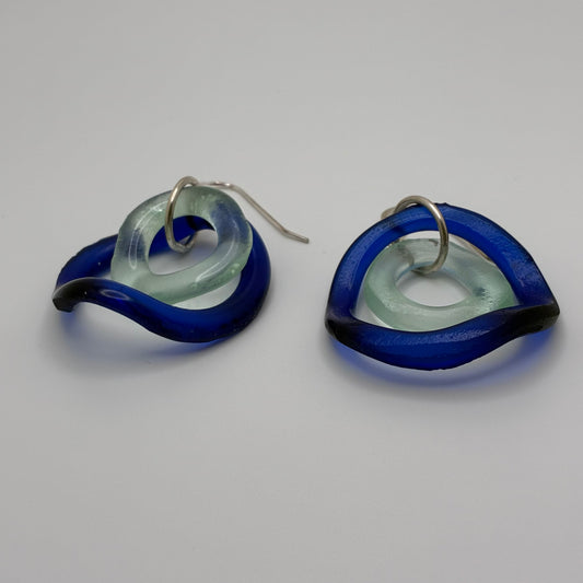 Sea & Sky Small Wave Earrings in Cobalt