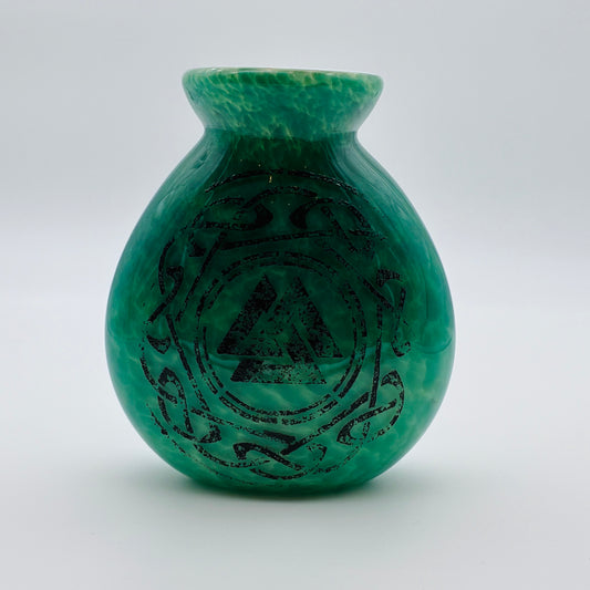 157 - Green W/ Black Stencil Vase (Chris Downing)