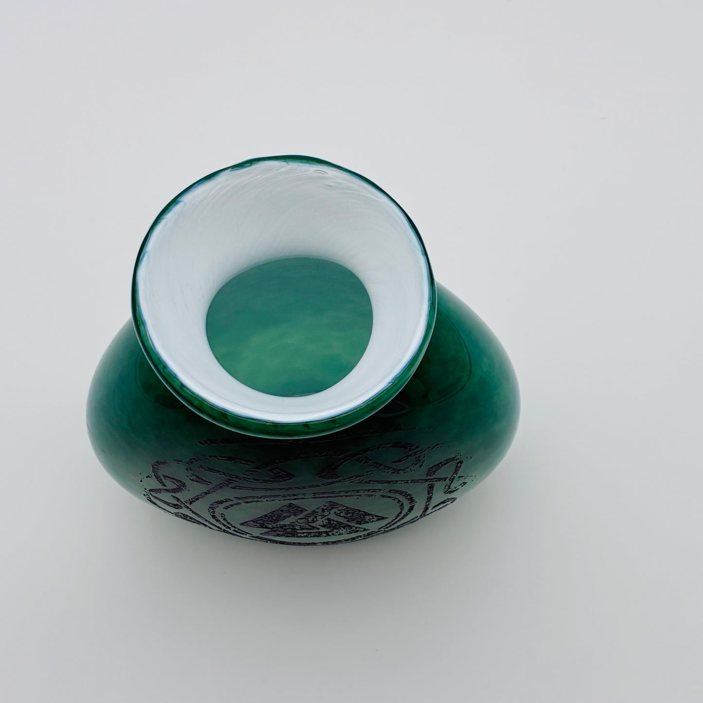 157 - Green W/ Black Stencil Vase (Chris Downing)