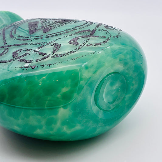 157 - Green W/ Black Stencil Vase (Chris Downing)