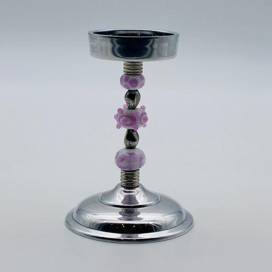 51 - White & Pink Candle Holder