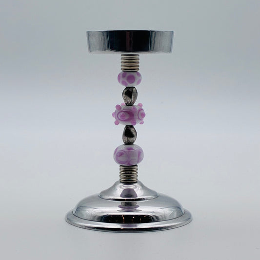 51 - White & Pink Candle Holder