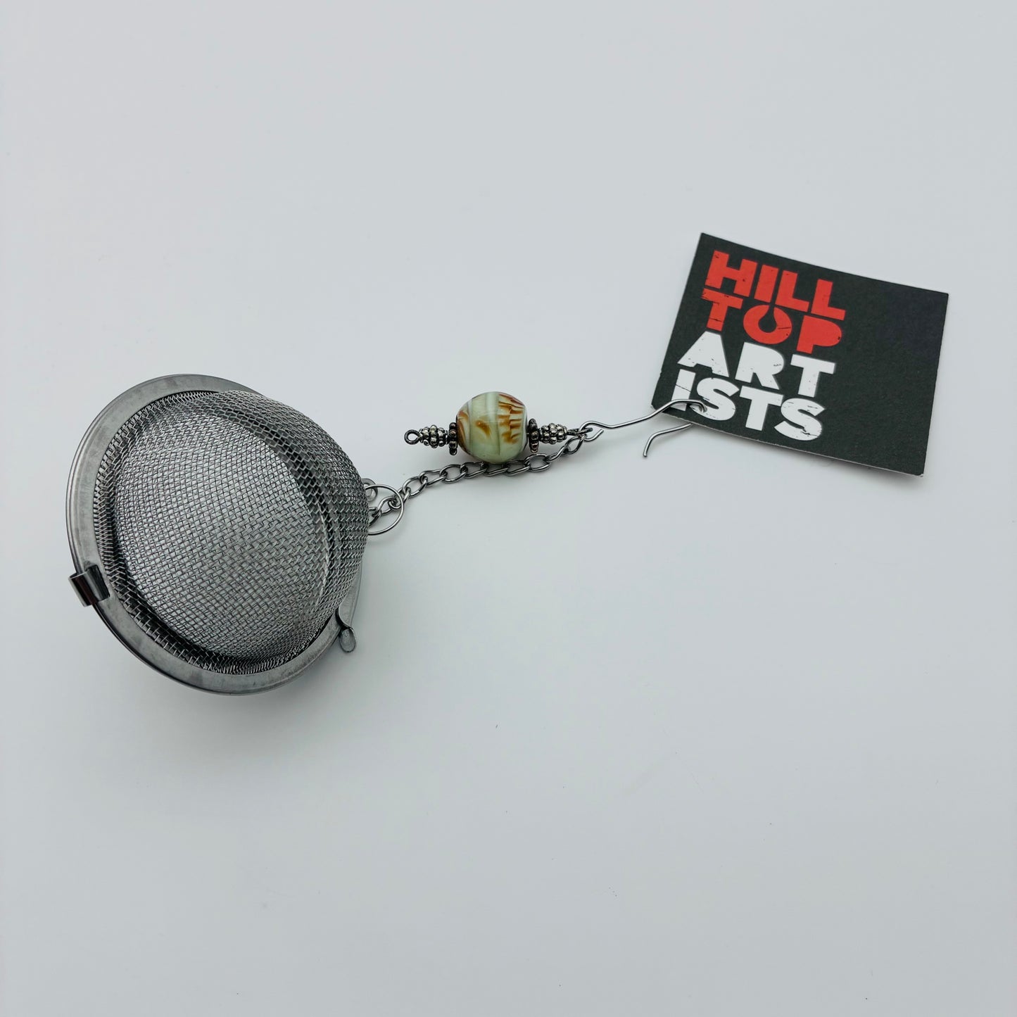 97 - White & Amber Bead Tea Infuser