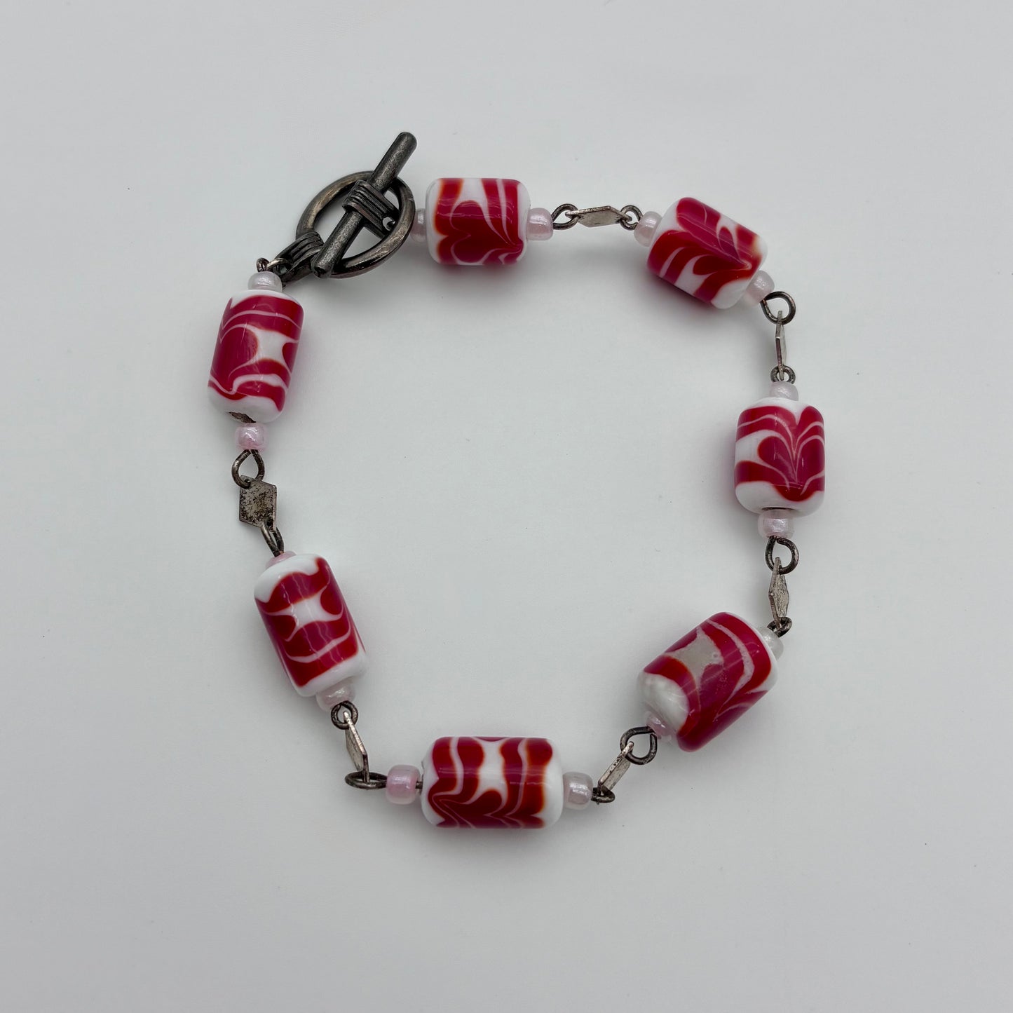 92 - Red Heart Bead Bracelet