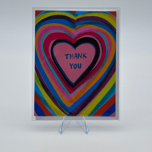 Multicolor Heart "Thank you" Card